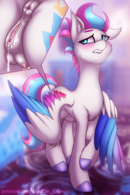 animal_genitalia anus bite biting_lip biting_own_lip blue_eyes blush bodily_fluids butt clitoral_winking clitoris close-up crotch_breasts cutie_mark dripping feathered_wings feathers female feral fetlocks fur genital_fluids genitals hair hooves in_heat multicolored_hair nipples nude puffy_anus self_bite solo sweat sweatdrop teats vaginal_fluid_drip vaginal_fluids vulva wings shad0w-galaxy hasbro mlp_g5 my_little_pony mythology zipp_storm_(mlp) equid equine horse mammal mythological_creature mythological_equine pegasus pony 2:3 digital_media_(artwork) hi_res