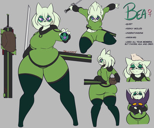 ambiguous_gender anthro big_butt blush blush_stickers bottomwear breasts butt clothed clothed_anthro clothed_female clothing duo female female_focus fur green_body green_bottomwear green_clothing green_fur green_hair green_hoodie green_legwear green_pants green_thigh_highs green_topwear hair headpat holding_melee_weapon holding_object holding_sword holding_weapon hoodie legwear looking_at_viewer maskless melee_weapon pants purple_body purple_hair size_difference solo_focus sword text thick_thighs thigh_highs topwear weapon wide_hips yellow_eyes dewwydarts nintendo pokemon bea_(dewwydarts) oreo_(dewwydarts) felid feline generation_1_pokemon generation_9_pokemon gengar mammal meowscarada pokemon_(species) 2025 english_text hi_res model_sheet male_(lore)