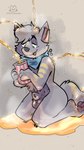 animal_genitalia anthro balls belly bodily_fluids foreskin fur genital_fluids genitals golden_shower kneeling male nude pawpads peeing_on_face penis piercing sheath solo urine urine_on_face watersports conditional_dnp sadcat16hrz lou_(thewolf) 4k 9:16 absurd_res hi_res