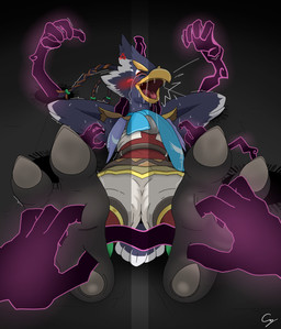 anthro bodily_fluids crying_laughing feet laugh male scarf solo tears tickling tickling_armpits tickling_feet ouendancyrus breath_of_the_wild nintendo the_legend_of_zelda revali avian bird floormaster rito hi_res