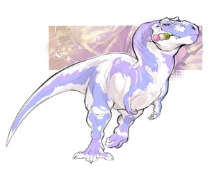 ambiguous_gender blue_eyes blue_pupils claws dango_(food) eyelashes feral food long_tail looking_at_food looking_at_object mouth_closed mouth_hold multicolored_body nude pupils smile solo tail teeth walking skific dinosaur prehistoric_species reptile saurischian scalie theropod tyrannosaurid tyrannosauroid tyrannosaurus colored colored_sketch digital_drawing_(artwork) digital_media_(artwork) hi_res shaded sketch