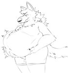 after_vore ambiguous_gender ambiguous_prey anthro belly belly_squish blep bloated bodily_fluids bodily_noises bulge chest_tuft clothed clothing digestion digestion_noises evil_grin facial_tuft fur gurgle_(sound_effect) head_tuft holding_belly long_fur looking_at_own_belly love_handles male male_pred moobs neck_tuft obese obese_anthro obese_male onomatopoeia oral_vore overweight overweight_anthro overweight_male rumbling_stomach saliva saliva_on_tongue smile solo sound_effects squish tail tail_tuft text thick_thighs tongue tongue_out tuft underwear underwear_only vore technocaster gurdy_d._gula_(casterdawg) ambiguous_species canid canine canis mammal wolf hi_res monochrome