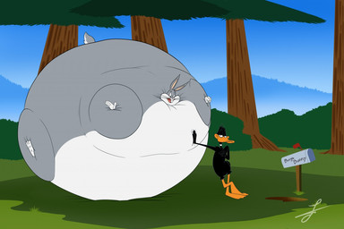 annoyed anthro belly belly_expansion big_belly body_inflation duo expansion forest forest_background grass huge_belly hyper hyper_belly immobile inflation mailbox male nature nature_background plant rabbit_hole smile smiling_at_viewer smirk smirking_at_viewer spherical_inflation tree fatlouie looney_tunes warner_brothers bugs_bunny daffy_duck anatid anseriform avian bird duck lagomorph leporid mammal rabbit 2019