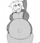 anthro belly big_belly big_breasts breasts clothed clothing female fur huge_belly hyper hyper_belly mature_anthro mature_female navel outie_navel pregnant pregnant_anthro pregnant_female solo white_body white_fur undyingwolf undertale undertale_(series) toriel boss_monster_(undertale) bovid caprine mammal hi_res monochrome