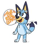anthro black_eyes black_nose blue_body blue_ears blue_fur blue_hair blue_tail exclamation_point female fur hair happy motion_lines multicolored_body multicolored_fur question_mark smile solo speech_bubble standing tail tail_motion tailwag text tongue two_tone_tail yellow_body yellow_fur young young_anthro young_female floofflebutt bluey_(series) bluey_heeler australian_cattle_dog canid canine canis cattledog domestic_dog herding_dog mammal pastoral_dog 2023 digital_media_(artwork) english_text hi_res
