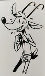 anthro antlers black_nose bodily_fluids briefs briefs_only bulge clothed clothing horn humor male navel open_mouth open_smile pun smile solo sweat teeth_showing topless underwear underwear_only goronic johnny_(goronic) deer mammal hi_res monochrome traditional_media_(artwork)