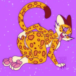 all_fours anthro anus butt countershading feet female fur genitals half-closed_eyes looking_at_viewer narrowed_eyes pawpads presenting presenting_hindquarters solo thick_thighs tongue tongue_out vulva wide_hips yellow_body yellow_fur nya18 kirby_(series) nintendo clawroline felid feline leopard mammal pantherine 1:1 absurd_res hi_res
