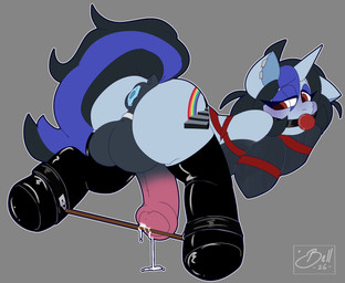 anal anal_penetration animal_genitalia animal_penis anus backsack ball_gag balls black_hair blue_highlights blush bodily_fluids buttplug buttplug_in_ass buttplug_insertion cum cutie_mark ear_piercing ear_ring equine_anus equine_genitalia equine_penis eyeshadow feral gag gagged gem genital_fluids genitals gloves_(marking) hair highlights_(coloring) hooves horn jewel_buttplug leaking_cum makeup male markings object_in_ass penetration penis piercing plug_(sex_toy) plug_insertion puffy_anus red_eyes restraints ring_piercing sex_toy sex_toy_in_ass sex_toy_insertion solo spreader_bar thatponybell hasbro my_little_pony mythology fan_character equid equine mammal mythological_creature mythological_equine unicorn 2026 hi_res