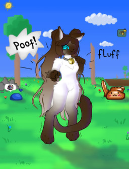 4_toes 5_fingers accessory anthro armor awkward bell black_text blue_eyes blue_sky blue_slime blush blush_lines bodily_fluids breasts brown_body brown_fur brown_hair brown_hands brown_paws chest_fur cloud collar copper_armor copper_shortsword detailed_background duo eyewear feet female fingers flower fluffy fluffy_hips fur glasses grass green_slime hair heart_symbol jingle_bell light long_hair long_ponytail looking_at_another looking_away melee_weapon nude nude_female orange_slime paws plant ponytail poof_transformation rock shadow shaking sky skyscape small_nose sun sun_with_sunglasses sunglasses sunlight surprised swag sword tan_body tan_fur tan_hair tears text toes transformation tree weapon wearing_collar wearing_glasses wearing_sunglasses white_body white_fur wide_hips kemoniko54 terraria squire_slime domestic_cat felid feline felis goo_creature mammal siamese_cat hi_res icon shaded shaded_line_art