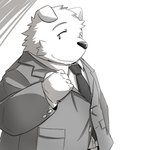 anthro black_nose clothing kemono male necktie overweight overweight_anthro overweight_male shirt simple_background solo topwear white_background emufu canid canine canis domestic_dog mammal 1:1 2015