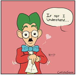 blue_bow_tie border bow_tie clothing dialogue eyewear glasses green_hair hair heart_symbol human_only jacket love male not_furry offscreen_character pink_background red_clothing red_jacket red_topwear ripping_paper round_glasses simple_background smile solo speech_bubble topwear white_border white_undershirt garishgoat link's_awakening nintendo the_legend_of_zelda christine_(tloz) mr._write_(tloz) human mammal signature