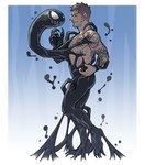 black_body brown_hair claws duo empty_eyes eye_contact hair looking_at_another male nipples not_furry smile tattoo tendrils toe_claws kalamariboy marvel eddie_brock venom_(marvel) alien goo_creature human mammal symbiote hi_res