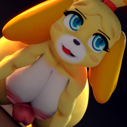 anthro big_breasts big_nipples breasts crossgender erection genitals gynomorph hanging_breasts huge_breasts humanoid_genitalia humanoid_penis hyper intersex nipples penis solo endless_(artist) animal_crossing nintendo isabelle_(animal_crossing) canid canine canis domestic_dog mammal shih_tzu toy_dog 1:1 3d_(artwork) digital_media_(artwork)