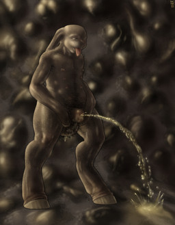 armpit_hair bodily_fluids body_hair chest_hair corruption genital_fluids genitals glistening hair hooves male nightmare_fuel nipples nude peeing penis pubes solo urine urine_on_ground urine_stream watersports wet mot lagomorph leporid mammal rabbit digital_media_(artwork) hi_res