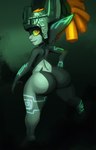 armor big_butt breasts butt female hair hand_on_butt headgear headgear_only helmet helmet_only looking_at_viewer looking_back looking_back_at_viewer not_furry nude orange_hair rear_view red_eyes smile solo yellow_sclera wabutt nintendo the_legend_of_zelda twilight_princess midna humanoid imp twili 2022 digital_media_(artwork) hi_res