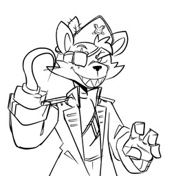 anthro clothing hat headgear headwear hook machine male park pirate_outfit simple_background smile solo white_background ryuuu_k1 five_nights_at_freddy's scottgames foxy_(fnaf) animatronic canid canine canis fox mammal robot 1:1 monochrome sketch