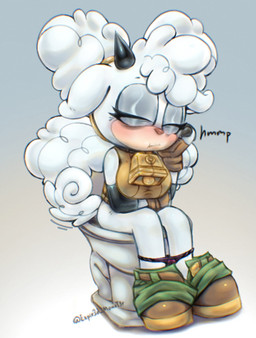 anthro bell bell_collar belt blue_eyes blush bored bottomwear bottomwear_down bow_(feature) bow_panties bow_underwear breasts clothed clothing collar eye_bags eyelashes eyes_closed female fingerless_gloves fluffy fluffy_tail footwear fur gloves grunting handwear head_tuft horn implied_scat looking_at_viewer on_toilet panties panties_down pants pants_down partially_clothed pooping pooping_in_toilet shoes simple_background sitting sitting_on_toilet solo straining tail tired toilet toilet_bowl toilet_seat toilet_use tuft underwear underwear_down white_body white_fur white_fur_tuft wide_hips expir3d_monst3r idw_publishing sega sonic_the_hedgehog_(comics) sonic_the_hedgehog_(idw) sonic_the_hedgehog_(series) lanolin_the_sheep_(sonic) bovid caprine mammal sheep 2026 chromatic_aberration digital_media_(artwork) digital_painting_(artwork) hi_res painting_(artwork) signature
