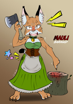 anthro axe female solo fabian_zibb_(artist) trapfinders felid feline lynx mammal absurd_res hi_res