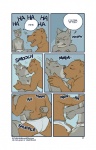 9:14 anthro artdecade barry_torres bear big_bulge blush briefs briefs_only brown_bear brown_body brown_fur bulge butt camping canid canine canis clothed clothing comic dialogue digital_media_(artwork) do_not_distribute duo english_text erection erection_under_clothing french_kissing fur grey_body grey_fur grizzly_bear hand_on_back hi_res kiss_on_lips kissing laugh male male/male mammal open_mouth raining smile smooch_(sound_effect) sound_effects speech_bubble surprise_kiss tent text tighty_whities topless underwear underwear_only url ursine white_briefs white_clothing white_underwear wide_eyed wolf