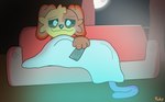 anthro bedding blanket blue_light blush blush_lines curtains curtains_open duo fur furniture light male male/male moon moonlight orange_body orange_fur purple_body purple_fur sofa tail tv_remote watching_television tinky mob_entertainment poppy_playtime smiling_critters catnap_(poppy_playtime) dogday_(poppy_playtime) canid canine felid feline mammal absurd_res hi_res