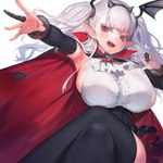 bent_legs big_breasts breasts crossed_legs female hair humanoid_pointy_ears leg_over_thigh not_furry open_mouth pointy_ears red_eyes solo white_hair jam_(nandade) humanoid 1:1 hi_res