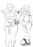 arthropod_abdomen big_breasts blush bodily_fluids breasts clothed clothing cum cum_drip cum_on_face dripping duo eyebrows female fingers genital_fluids happy happy_sex oral partially_clothed penetration penile penile_penetration sex solo wide_hips tailjira undertale_(series) toriel toriel_(altertale) bovid caprine goat mammal absurd_res hi_res monochrome