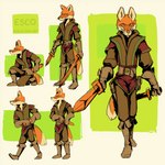 clothed clothing concept fur melee_weapon orange_body orange_eyes orange_fur rogue roleplay solo sword weapon beefrequency dungeons_and_dragons hasbro wizards_of_the_coast canid canine fox mammal 1:1 hi_res model_sheet