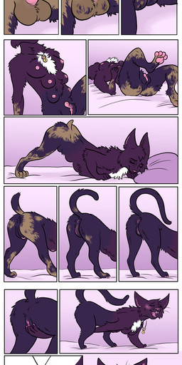 balls bed bodily_fluids breast_growth breasts claws cursed_object female feral fur furniture gender_transformation genital_fluids genitals genitals_shrinking growth hair human_to_feral male masturbation mtf_transformation multi_breast multi_breast_growth nipples nude pawpads paws penis penis_shrinking penis_to_vagina_tf permanent permanent_transformation pink_paws sleeping smile solo species_transformation tail transformation bubbeh celtic_mythology european_mythology mythology cat-sith felid feline felis human mammal absurd_res comic digital_media_(artwork) hi_res long_image tall_image