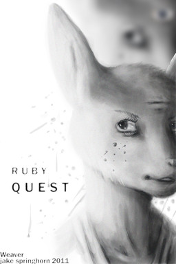 3_eyes ambiguous_gender anthro blood blood_on_face bodily_fluids eyebrows fur multi_eye one_eye_closed text fidchellvore ruby_quest ruby_(rq) hare lagomorph leporid mammal 2:3 digital_media_(artwork) digital_painting_(artwork) english_text greyscale hi_res monochrome painting_(artwork)