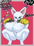 anthro big_breasts breasts butt butt_from_the_front crouching female huge_breasts pubes short_stack solo white_body jyto bandai_namco digimon digimon_(species) gatomon 3:4 hi_res