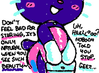 ambiguous_anthro ambiguous_gender anthro black_text blush blush_lines chibi choker clothed clothed_ambiguous clothed_anthro clothing dialogue dress ellipsis featureless_hands gloves handwear holding_purse jewelry monotone_body necklace open_mouth open_smile pink_blush pink_clothing pink_dress pink_nose purple_body purple_tail question_mark short_tail side_slit side_slit_dress slit_dress smile solo squigglevision standing tail teal_whiskers text whiskers white_clothing white_gloves white_handwear white_mouth ligma_(artist) hello_kitty_(series) sanrio frido_(hello_kitty) domestic_cat felid feline felis mammal 2025 animated digital_media_(artwork) english_text flat_colors handwritten_text low_res wigglypaint_(artwork) female_(lore)