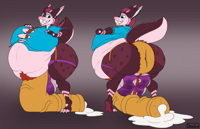 3_toes 4_balls 4_fingers animal_genitalia animal_penis anthro anus balls bared_teeth big_anus big_balls big_breasts big_penis black_text blue_eyes bodily_fluids breasts claws clothed clothed_anthro clothed_gynomorph clothing cum cum_drip dripping equine_genitalia equine_penis feet finger_claws fingers fur genital_fluids genitals grey_background grey_claws gynomorph gynomorph_anthro hair heart_fur_pattern heart_pattern huge_anus huge_balls huge_penis hyper hyper_anus hyper_genitalia hyper_penis intersex intersex_anthro leaking_cum multi_balls multi_genitalia orange_anus orange_penis pawpads penis pink_body pink_fur puffy_anus red_body red_ears red_fur red_hair red_pawpads sharp_teeth simple_background solo standing teeth text toe_claws toes white_body white_fur white_inner_ear shnedem~ mythology rexa_(draco_alimari) blossom_dragon dragon furred_dragon furred_scalie mythological_creature mythological_scalie scalie absurd_res hi_res