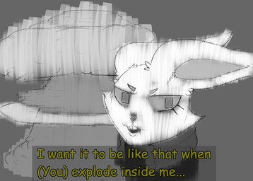 anthro female solo speech_bubble text doublespace bombun bombun_(kekitopu) lagomorph leporid mammal rabbit restricted_palette