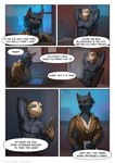 anthro bodysuit clothing detective dialogue duo identity_theft latex male mystery red_eyes skinsuit text tight_clothing rainset serathin shiftcore canid canine canis mammal reptile scalie snake wolf comic digital_media_(artwork) english_text hi_res story