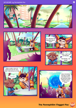 angry anthro beanie blue_body blue_clothing blue_eyes blue_fur blue_shirt blue_topwear brown_body brown_eyes brown_fur brown_hair clothing dialogue drinking duo ear_piercing eating electric_guitar fur guitar hair hand_holding hat headgear headwear heart_symbol keyboard_instrument light male muscular muscular_male musical_instrument orange_body orange_fur orange_hair palm_tree piercing plant plucked_string_instrument portal resort shirt sleeveless_shirt speech_bubble string_instrument sunlight sunshade tan_body tan_fur text topwear tree white_facial_markings fennephilim_fox league_of_legends pentakill riot_games tencent true_damage gnar_(lol) kennen_(lol) yordle absurd_res comic english_text hi_res