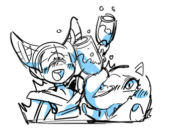 1_eye blush clothed clothing container cup drinking_glass duo eyelashes eyes_closed glass glass_container glass_cup open_mouth sharp_teeth simple_background teeth white_background wine_glass oposa asian_mythology east_asian_mythology japanese_mythology level-5 mythology yo-kai_watch baku_(yo-kai_watch) insomni cyclops ghost spirit yokai hi_res sketch