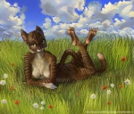 5_toes anthro breasts claws feet female field lying nipples nude on_front outside solo tail toe_claws toes tuftedears microsoft the_elder_scrolls felid khajiit mammal