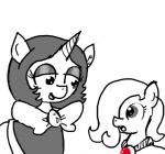clothed clothing duo ear_piercing earth_pony emerald_jewel_(colt_quest) equid equine fan_character female feral ficficponyfic hasbro horn horse jewelry joyride_(colt_quest) male mammal my_little_pony mythological_creature mythological_equine mythology necklace piercing pony ribbons simple_background unicorn white_background young young_feral