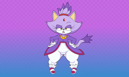 anthro camel_toe checkered checkered_background eyelashes female flat_chested forehead_gem fur gem genitals gradient_background half-closed_eyes hands_on_hips huge_hips huge_thighs narrowed_eyes pattern_background purple_body purple_fur shortstack shortstack_female simple_background solo thick_thighs vulva wide_hips mia_(artist) pervymarioman sega sonic_the_hedgehog_(series) blaze_the_cat domestic_cat felid feline felis mammal 2025 5:3