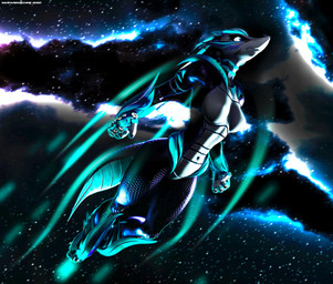 anthro black_body black_scales black_tail blue_body blue_eyes blue_scales breasts claws female flying grey_body grey_scales grey_tail hair horn machine multicolored_body multicolored_scales multicolored_tail scales solo space tail text white_hair warfaremachine warfaremachine_(modeler) cassie_alilkira warfare_alilkira alien android biyemorph robot scalie 2020 3d_(artwork) digital_media_(artwork) signature