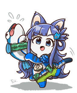 accessory alternate_species ambiguous_feral ambiguous_gender anthro armor bangs black_eyes blue_body blue_eyebrows blue_eyes blue_fin blue_fur blue_hair blue_inner_ear_fluff blue_pupils blue_stripes blue_tail blush blush_lines bottomwear clothed clothed_anthro clothed_female clothing cosplay crossover_cosplay duo eyebrow_through_hair eyebrows eyelashes fangs featureless_feet feet female female_anthro feral fist fur furrification green_bottomwear green_clothing green_shorts hair hair_accessory hairclip inner_ear_fluff light long_ears long_hair long_tail looking_at_viewer markings mitten_hands motion_lines multicolored_body multicolored_fur multicolored_tail noseless nude_ambiguous on_one_leg open_mouth open_smile pauldron pink_tongue pupils rabbidification rope seashell_necklace shorts simple_background smile smiling_at_viewer standing striped_arms striped_markings striped_tail stripes tail tail_around_waist tail_markings tan_blush tan_body tan_eyelids tan_inner_ear tan_skin teeth text tongue tongue_out torn_bottomwear torn_clothing torn_shorts translucent translucent_hair tuft white_background white_body white_fur white_skin white_tail charisuke cygames idolmaster idolmaster_cinderella_girls mario_bros mario_plus_rabbids_sparks_of_hope nintendo raving_rabbids rayman_(series) ubisoft nanami_asari riptide_(mario_plus_rabbids) aquatic felid fish hybrid lagomorph mammal pantherine rabbid tiger 2024 absurd_res colored crossover digital_drawing_(artwork) digital_media_(artwork) hi_res japanese_description lighting shaded
