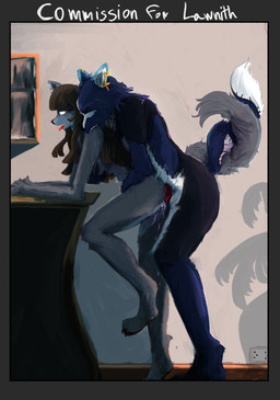 bite bodily_fluids breast_grab breasts cum cum_drip cum_from_vagina cum_in_vagina cum_inside dripping duo female genital_fluids hand_on_breast hug hugging_another hugging_from_behind knotting male male/female nude raised_tail shoulder_bite tail text mr.foxman fan_character canid canine canis mammal wolf absurd_res english_text hi_res