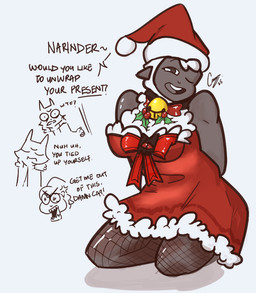 anthro bell bell_collar bow_ribbon christmas_clothing christmas_dress christmas_headwear clothing collar dress female fishnet_clothing fur hat headgear headwear holidays holly_(plant) leggings legwear plant santa_hat solo text wool_(fur) carrus christmas cult_of_the_lamb massive_monster_(studio) lamb_(cult_of_the_lamb) narinder bovid caprine mammal sheep english_text