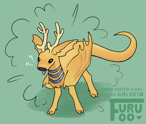 antlers big_ears blep cloven_hooves dragon_tail feral hooves horn silly tongue tongue_out transformation furufoo mythology deer dragon hybrid mammal mythological_creature mythological_scalie new_world_deer reindeer scalie