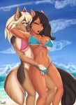 anthro beach bikini bodily_fluids breasts clothed clothed_sex clothing duo erect_nipples female female/female fingering genital_fluids looking_pleasured moan nipples penetration seaside sex sex_on_the_beach smile smirk swimwear two-piece_swimsuit vaginal vaginal_fluids vaginal_penetration kaviki cassidy_(kaviki) samira_(cloppermania) canid canine canis domestic_dog equid equine german_shepherd herding_dog horse mammal pastoral_dog absurd_res digital_media_(artwork) hi_res shaded