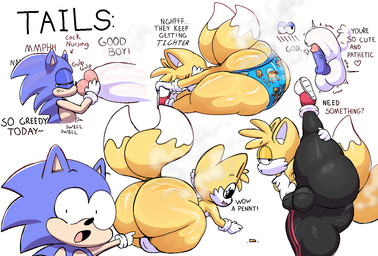 anthro balls big_balls big_butt big_penis bottom_heavy bottomwear butt clothing dipstick_tail duo erection exclamation_point femboy flaccid flexible footwear genitals gesture hand_gesture heart_symbol huge_butt humiliation looking_at_viewer male male/male markings multicolored_body nude one_leg_up pants penis penis_humiliation penis_nursing penis_size_difference pointing raised_leg shoes small_penis_humiliation splits spread_legs spreading standing stretching sweatpants tail tail_markings text thick_thighs tight_bottomwear tight_clothing tight_pants two_tone_body underwear vertical_splits wide_hips yellow_body yoga_pants senordraws sega sonic_the_hedgehog_(series) miles_prower sonic_the_hedgehog canid canine eulipotyphlan fox hedgehog mammal 2025 digital_media_(artwork) english_text