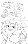 2017 applejack_(mlp) black_and_white comic cutie_mark dialogue duo earth_pony ellipsis english_text equid equine extreme_size_difference female feral freckles friendship_is_magic hair half-closed_eyes hasbro hi_res horse line_art mammal micro monochrome my_little_pony mythological_creature mythological_equine mythology narrowed_eyes open_mouth pegasus pony ponythroat rainbow_dash_(mlp) restrained size_difference text wings