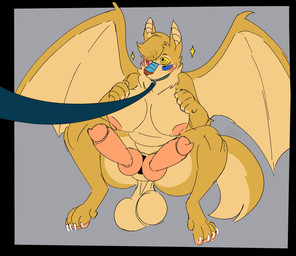 2_penises animal_genitalia animal_penis anthro areola balls big_areola big_balls big_breasts big_penis blush breasts canine_genitalia canine_penis collar collar_only curvy_figure diphallism embarrassed erection genital_raphe genitals gynomorph horizontal_diphallism intersex multi_eye multi_genitalia multi_penis nipples nude penis raphe_(anatomy) scrotal_raphe sheath slightly_chubby solo tail thick_thighs voluptuous wings commanderthings canid canine mammal hi_res