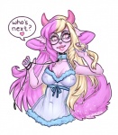 anthro babydoll breasts clothing collar eyewear female glasses horn leash monster_girl_(genre) nightgown nipple_piercing nipples piercing seductive solo suggestive octacats xenthyl bella_oc mammal digital_media_(artwork) pastel_theme signature