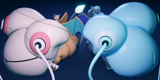 anthro areola belly big_belly big_breasts big_butt bodily_fluids breast_milking breasts breath butt claws duo fangs female fusion glistening glistening_body hand_on_breast huge_belly huge_breasts hyper hyper_belly hyper_breasts lactating navel nipples non-mammal_nipples panting simple_background sitting tail teeth wings darkdraketom nintendo pokemon charizard dragonite eeveelution generation_1_pokemon jolteon pokemon_(species) 3d_(artwork) blender_(artwork) digital_media_(artwork) hi_res